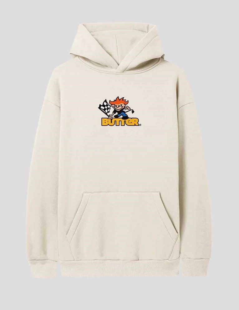 Sudadeira BUTTER GOODS racing logo pullover hood bone